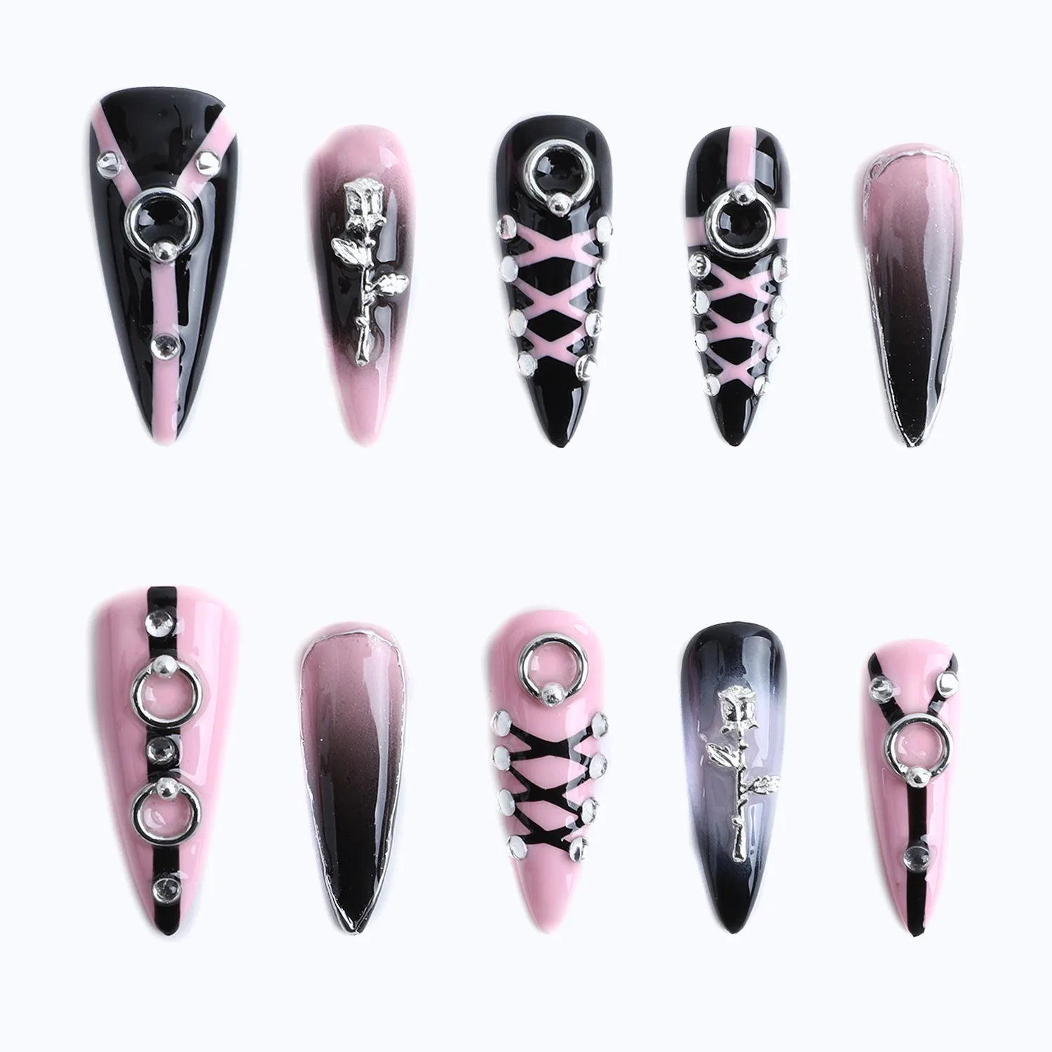 Edgy Stiletto Nails with Negative Space