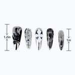 10pcs long stiletto 3d nails press on nails acrylic nails with silver chrome size length