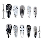 Length measurement chart of 3D Nails Press on Nails Stiletto Fake Nails with Silver Chrome, showing the length