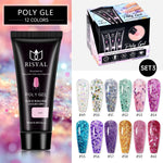 12 colors 15ml gel nail polish extension tools with diamond glitter