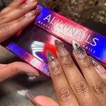 Acrylic Nails French Tips Leopard With Shiny Rhinestones