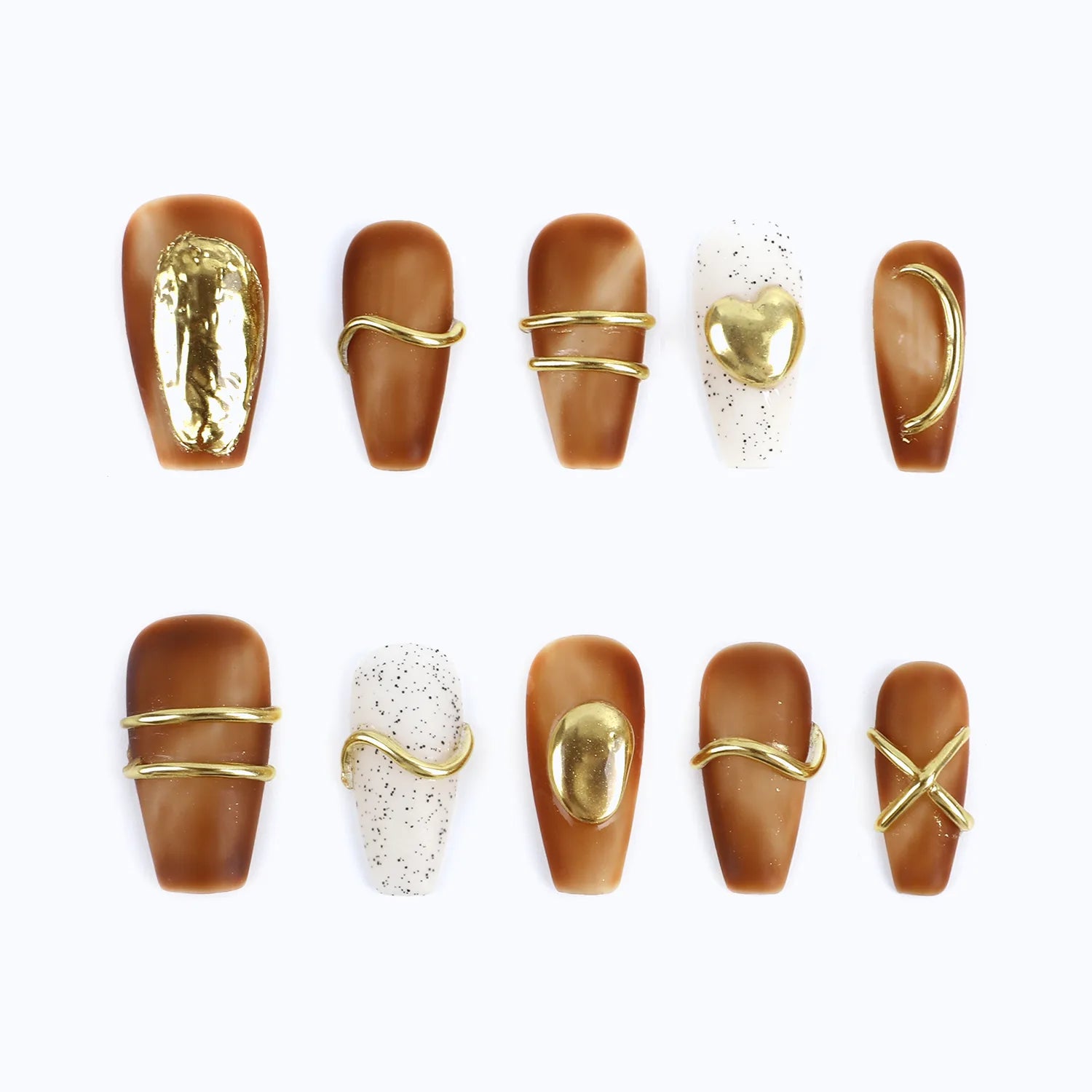 Autumn fall press on nails matte medium coffin fake nails