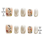 Length Measurement of Short Squoval Cat Eye Silver Press on Nails with Christmas