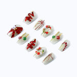 Christmas false nails artificial acrylic nails with sparkling