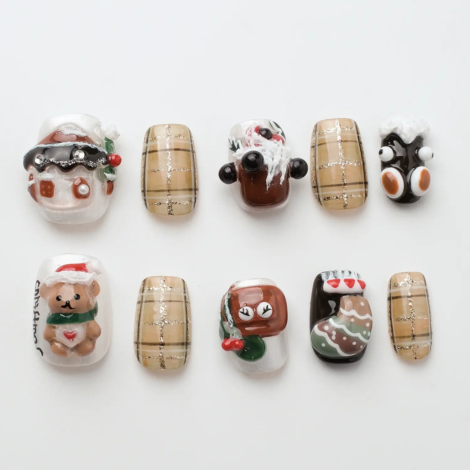 Christmas style brown nails suitable for autumn and winter