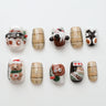 Acrylic Nails Short Squoval Christmas Style with Plaid and Bear