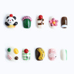 10pcs cute 3D panda and colorful candy unique nail art designs display