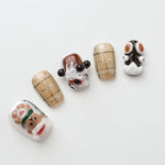 Cute christmas short square nails with beige plaid