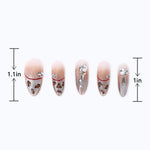 Glossy french tips leopard press on nails length sizes