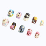 Embrace your love for cute and quirky characters with this adorable 3D cat and character-themed press-on nails
