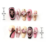 Length measurement chart of Cute Candy Press on Nails Pink Medium Coffin with Bowknot, showing length