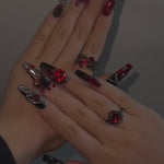 Press on nails medium coffin nails designs with rhinestones