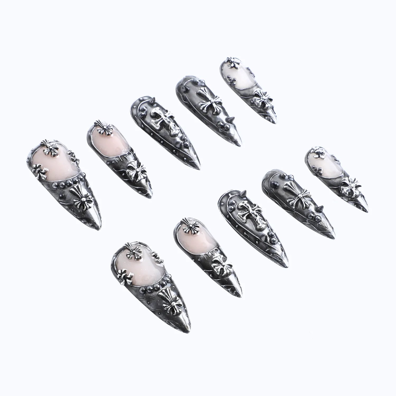 Punk rock aesthetic or gothic nail style