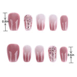 Length Measurements for Rose Nude Pink Gradient Stamped Press On Nails