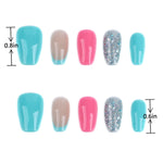 Length Measurement of Vibrant Macaron Mixed Color Press on Nails